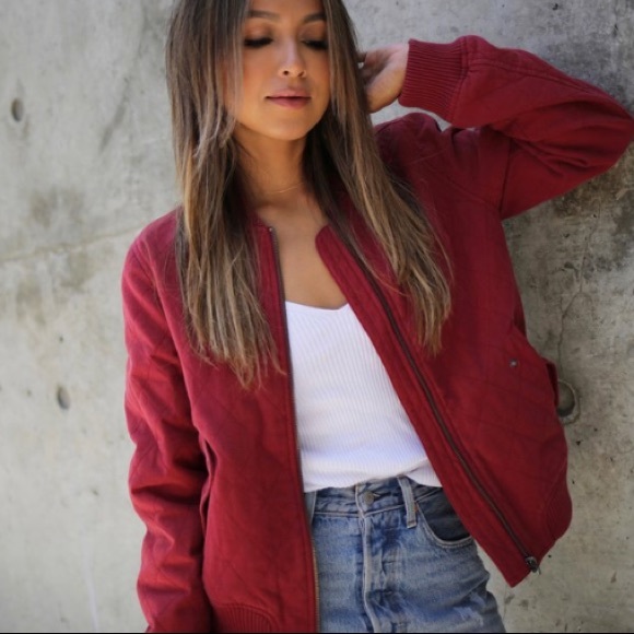Sincerly Jules Jackets & Blazers - Sincerely Jules Girl Bomber Jacket In Wine